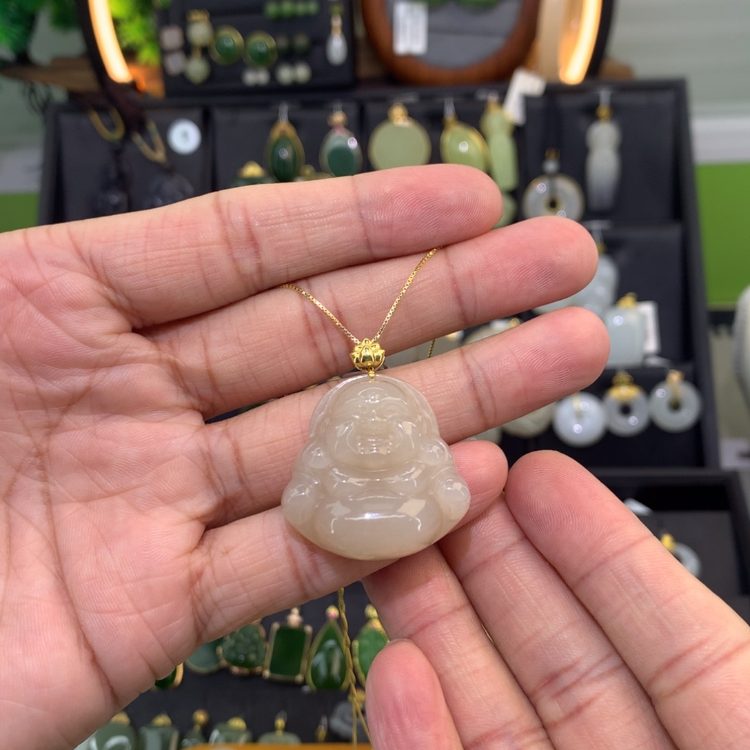 璐***璐和田玉18K金镶嵌吊坠(赠链)