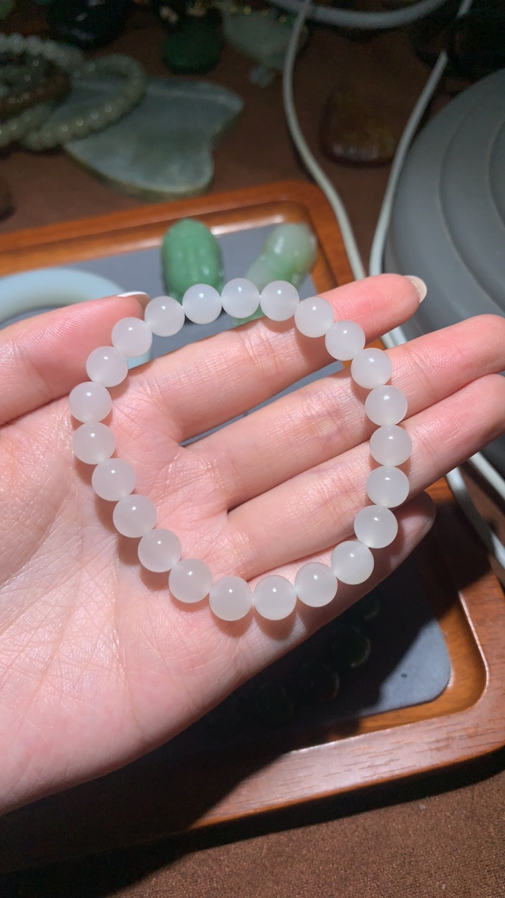 新疆和田玉精工单圈手串