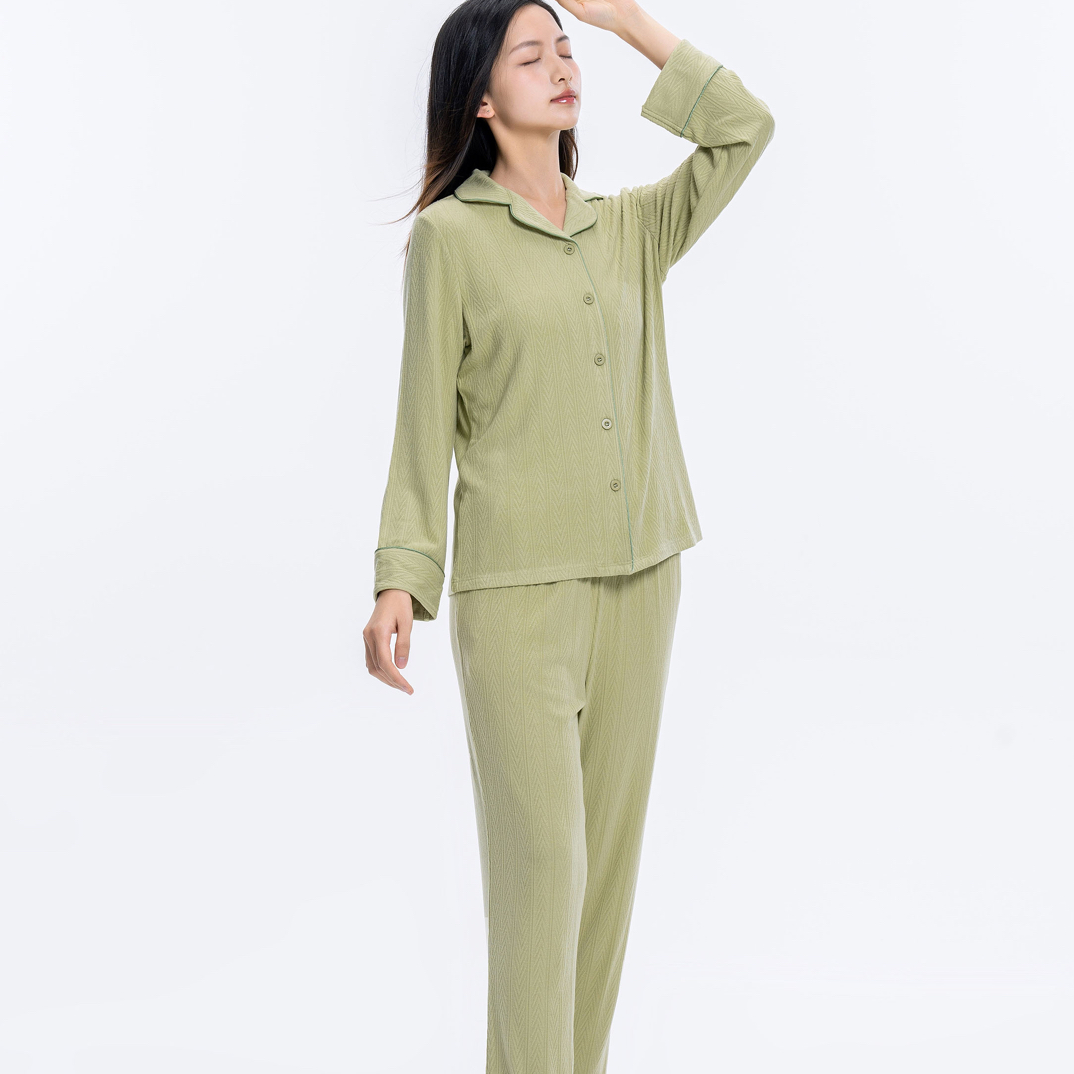 【三合竹衣】女士秋冬提花德容家居服套装