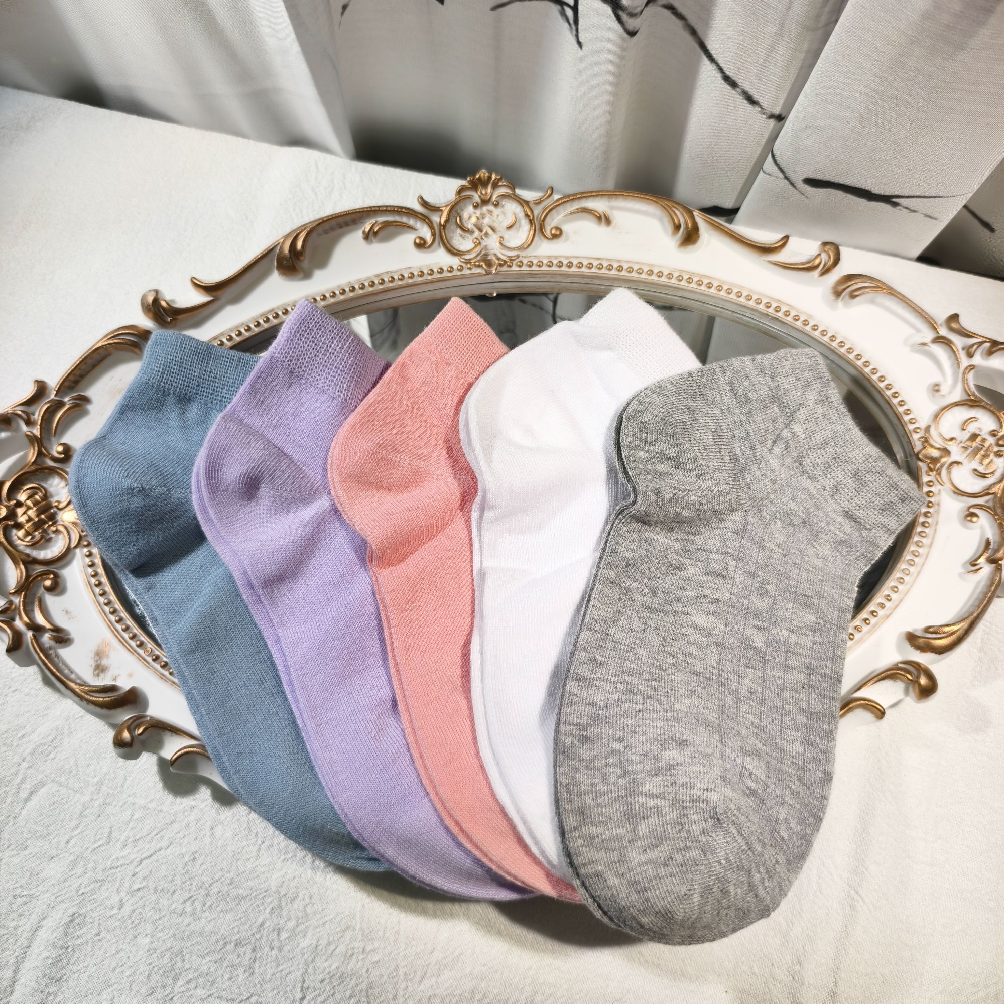 衣人花/袜子女春夏季基础百搭纯色网眼短筒女袜