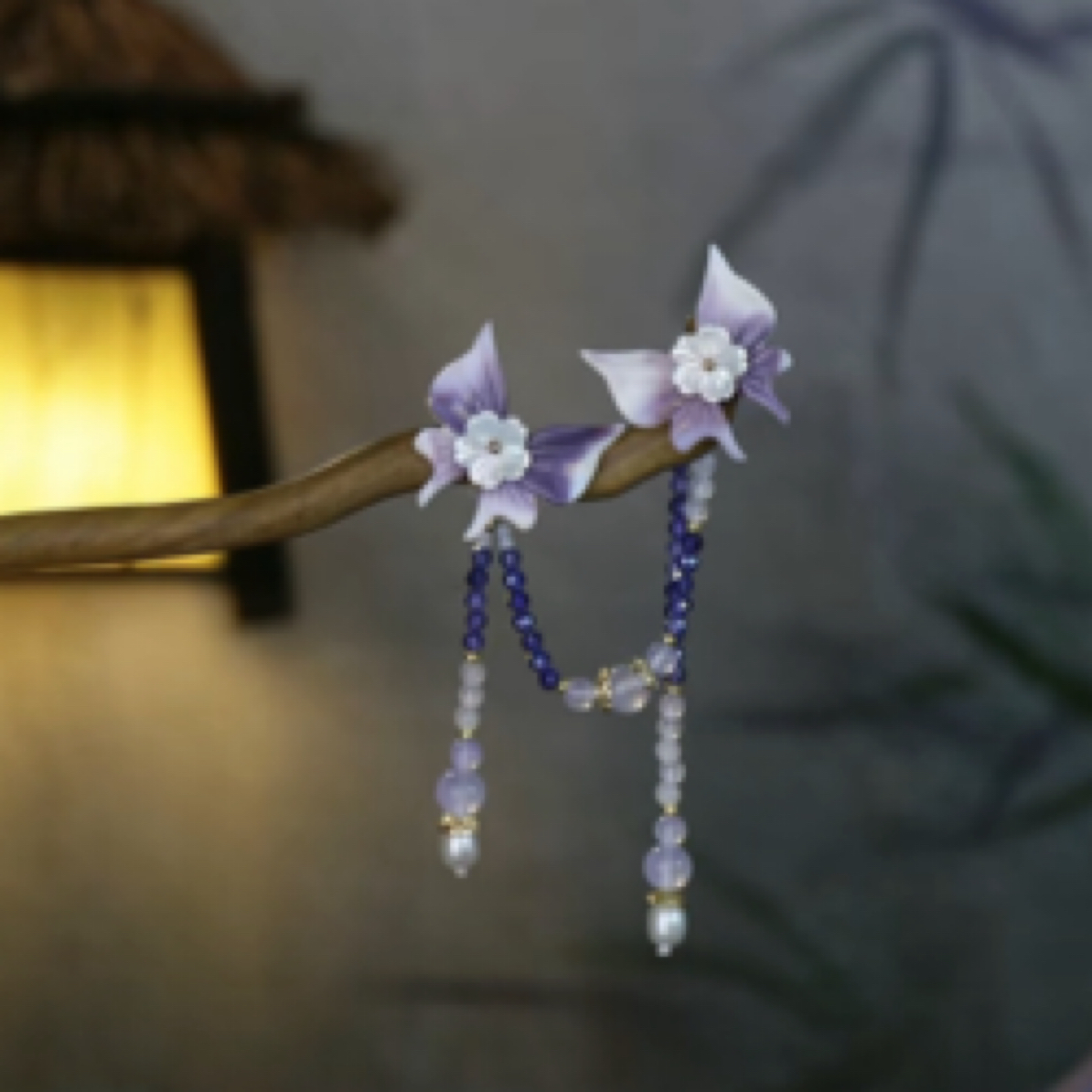 新中式现货【紫蝴蝶】盘发簪子桑蚕丝绒花古典素雅日常百搭款新中式
