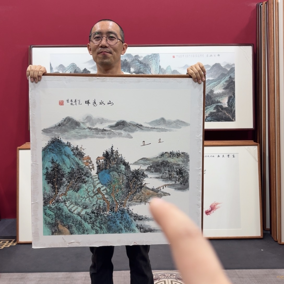 国画带框绘画80/80尺寸