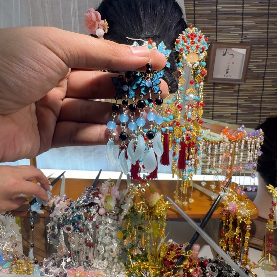 ℋ***）蛇纹石玉合金发饰