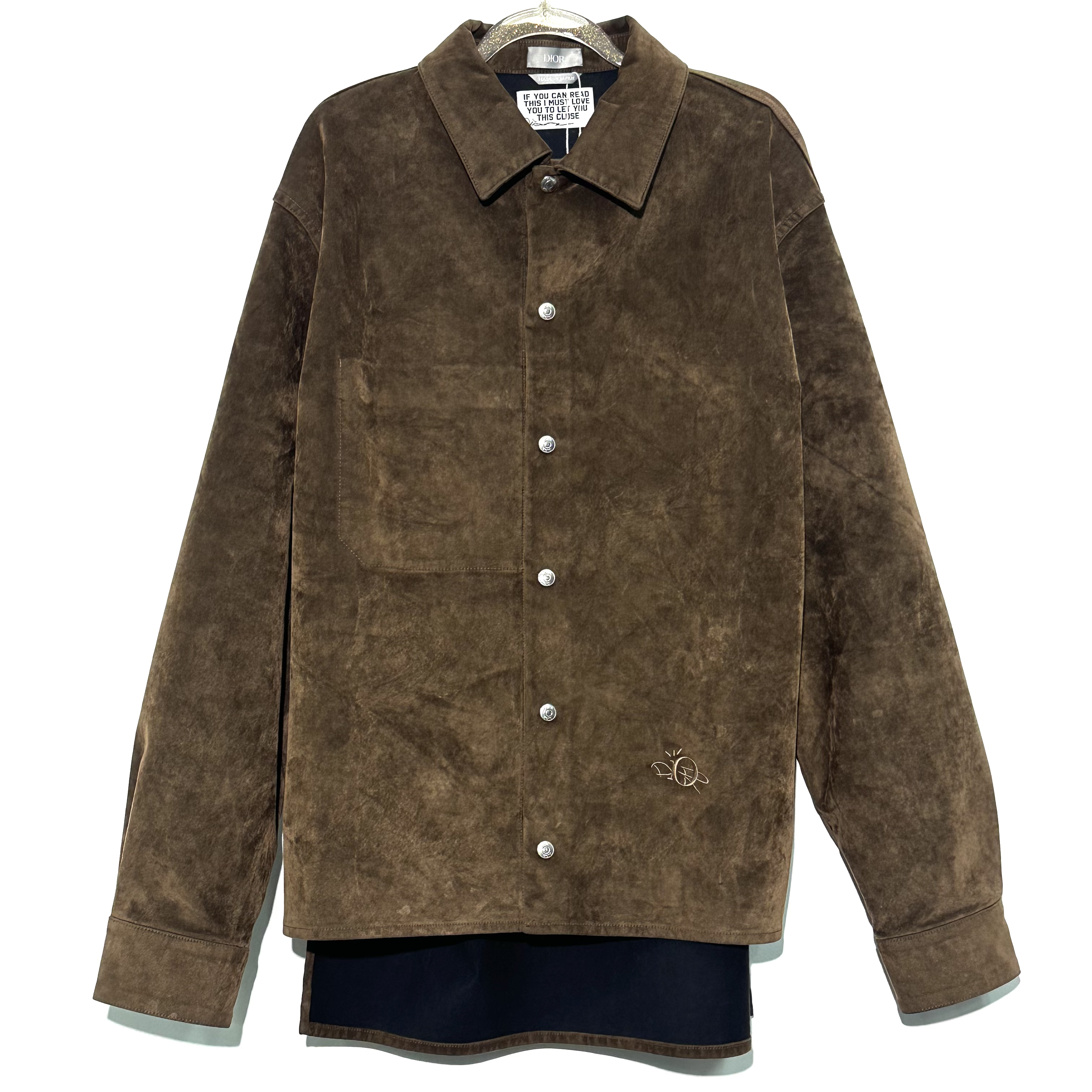 99新 DIOR/迪奥 46码 刺绣logo棕色植绒外套 W298