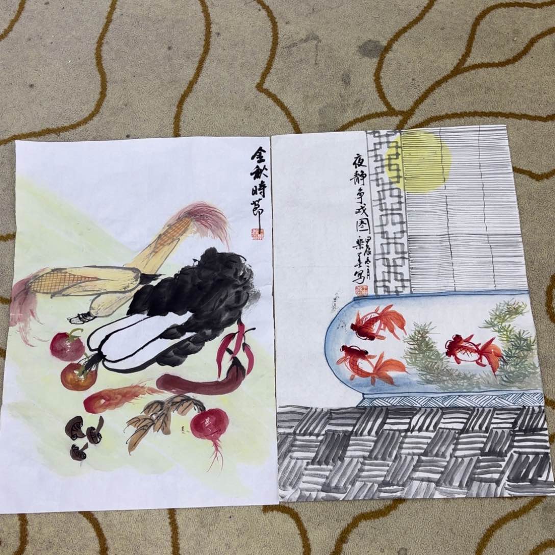 国画开两张四尺三开赵