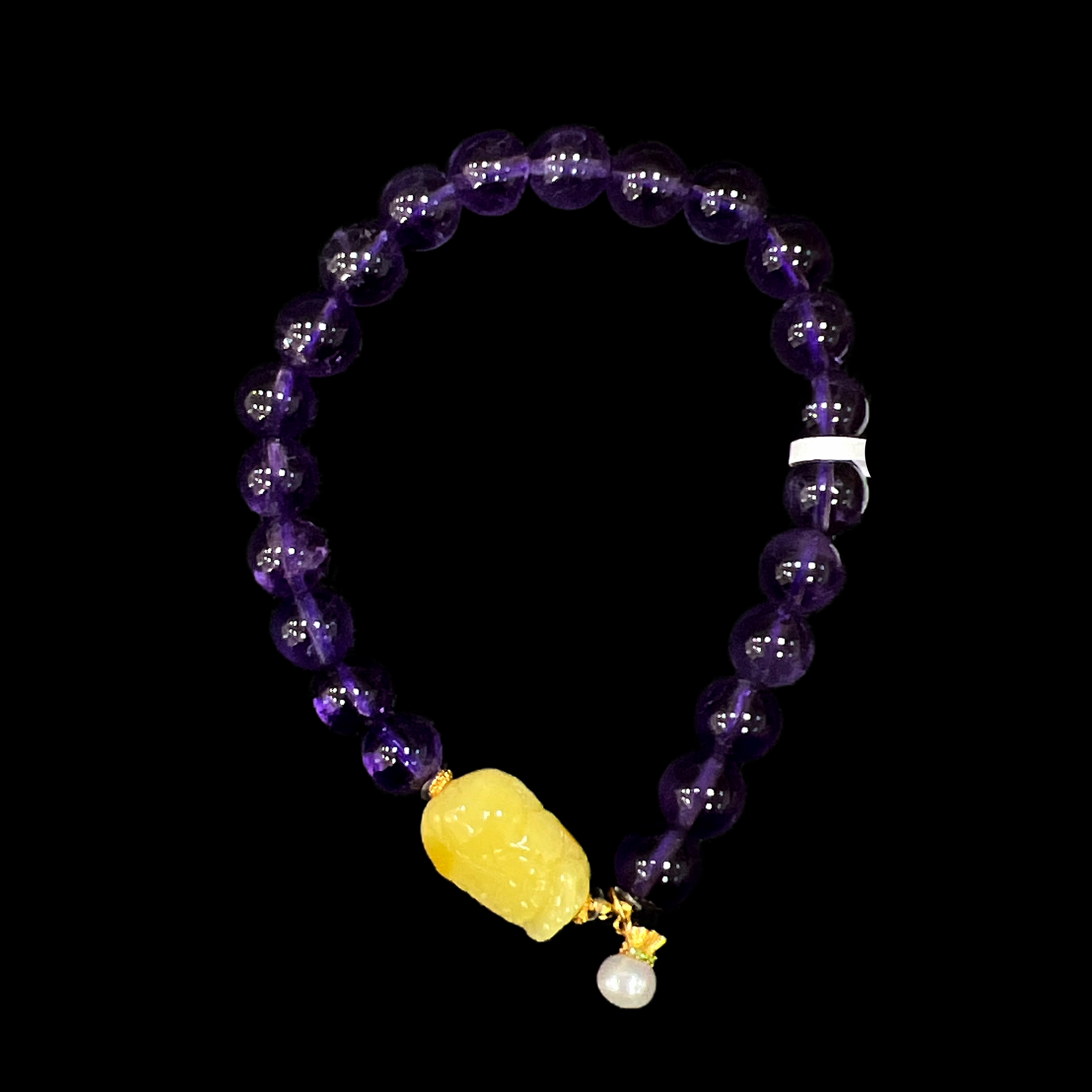 2047-紫水晶+蜜蜡手串孤品