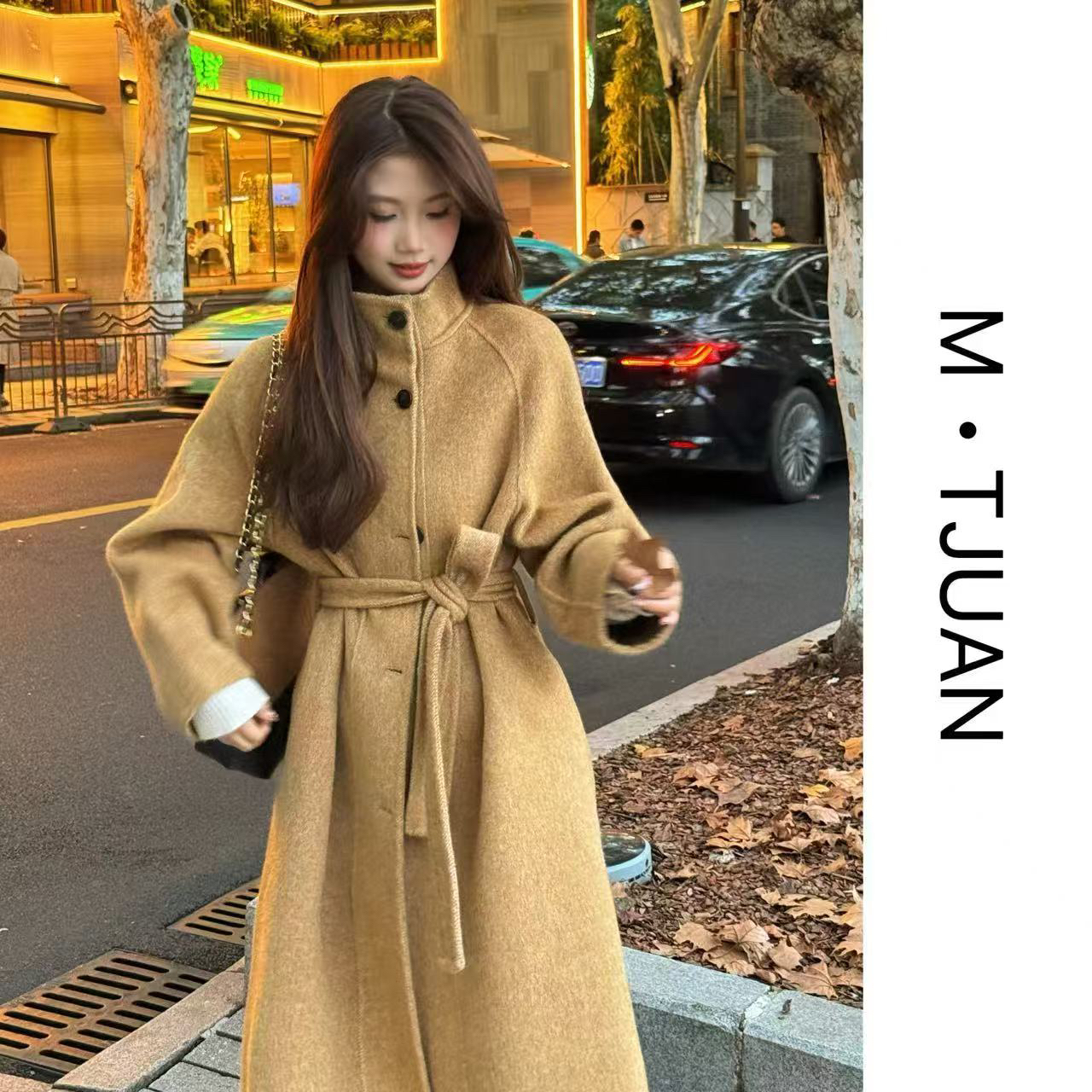 秋冬气质大女主过膝长款羊毛大衣外套