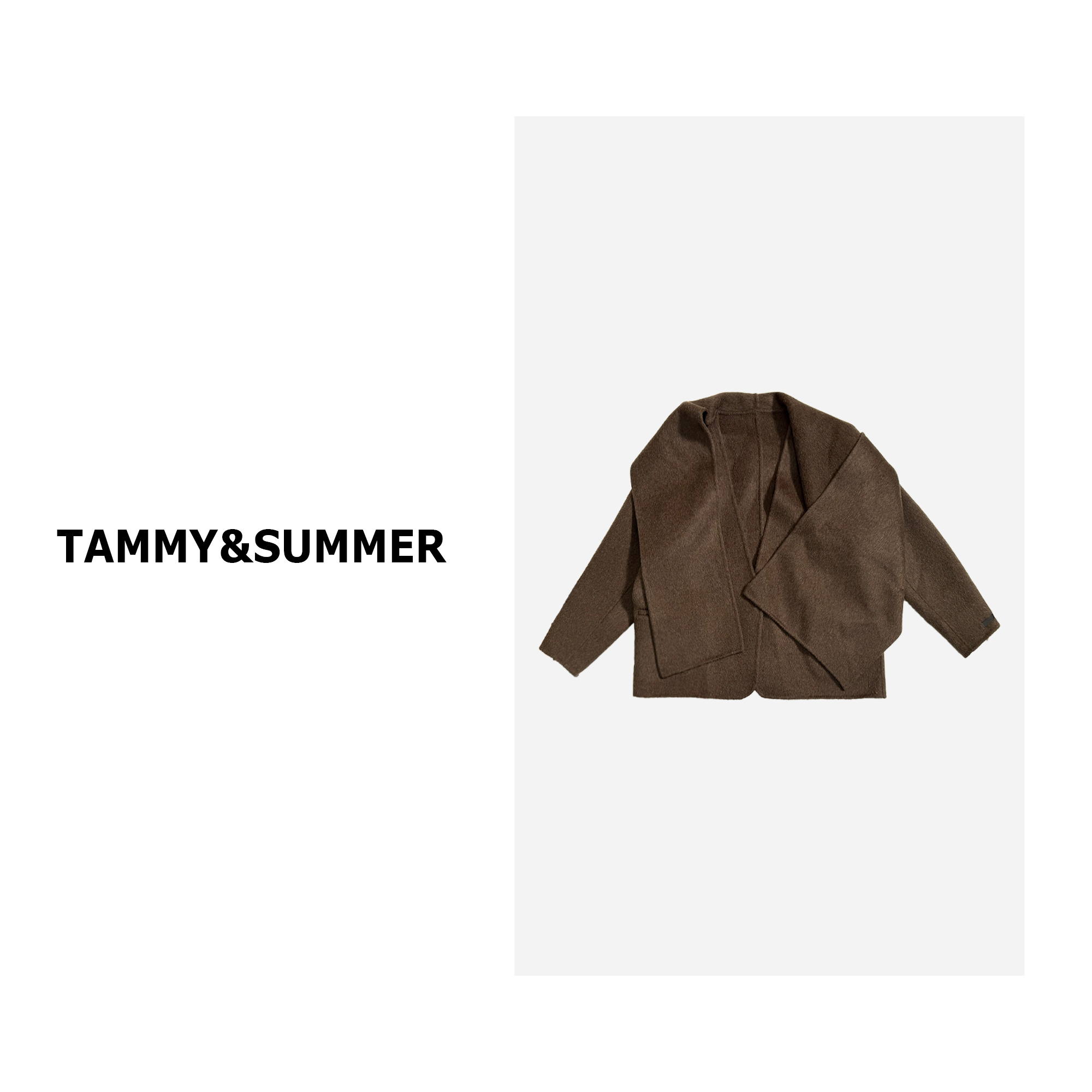 【Tammy&Summer】韩版时尚宽松廓形围巾款设计保暖毛呢大衣522138