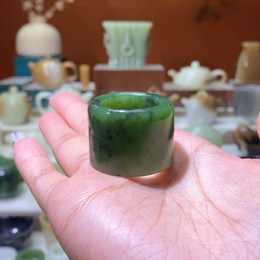 未镶嵌和田玉挂件碧玉扳指23mm