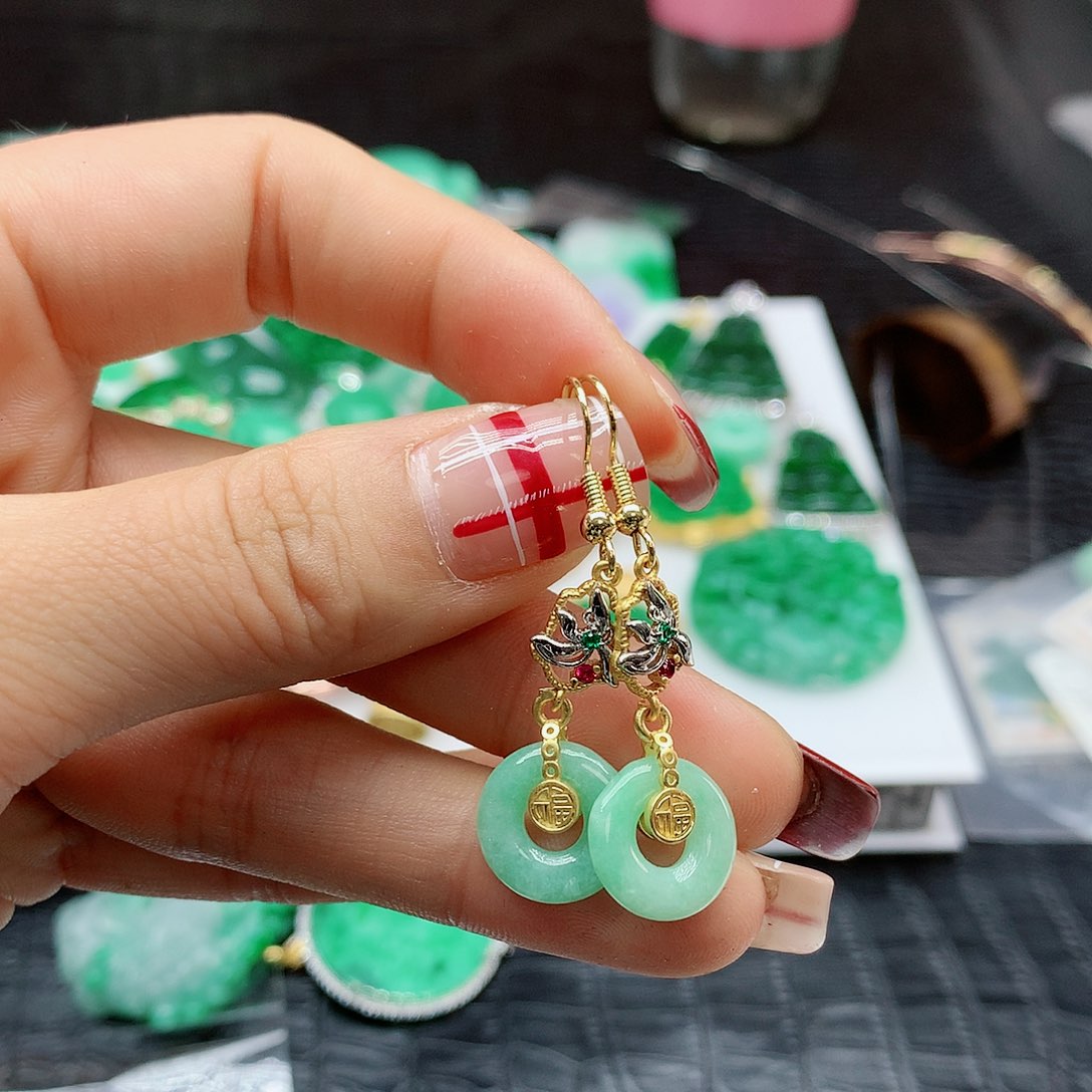 【闪购商品】翡翠耳饰银S925镶嵌，