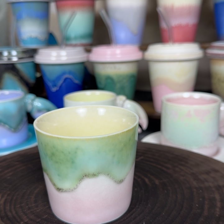 陶瓷景德镇高温颜色釉窑变猪口杯