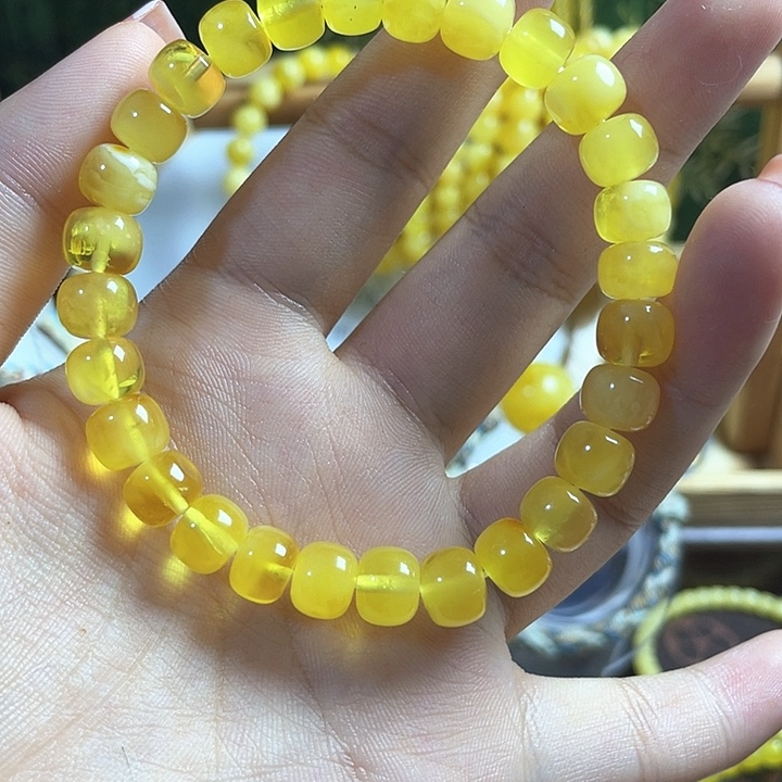 手链琥珀未镶嵌金白老型手串微瑕福利品
