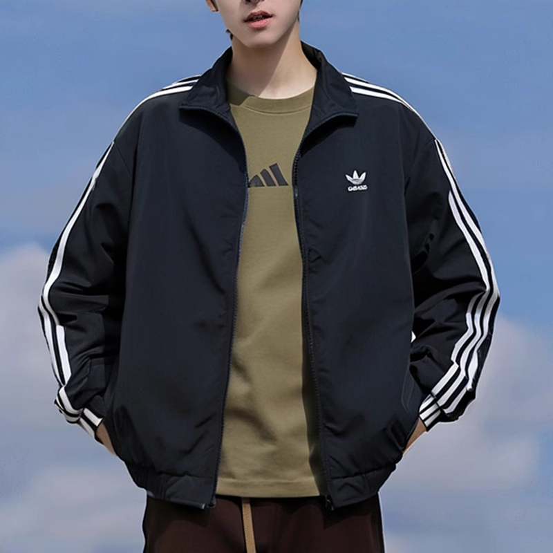 阿迪达斯官方正品外套男装女装新款三叶草情侣休闲宽松外套KB2466