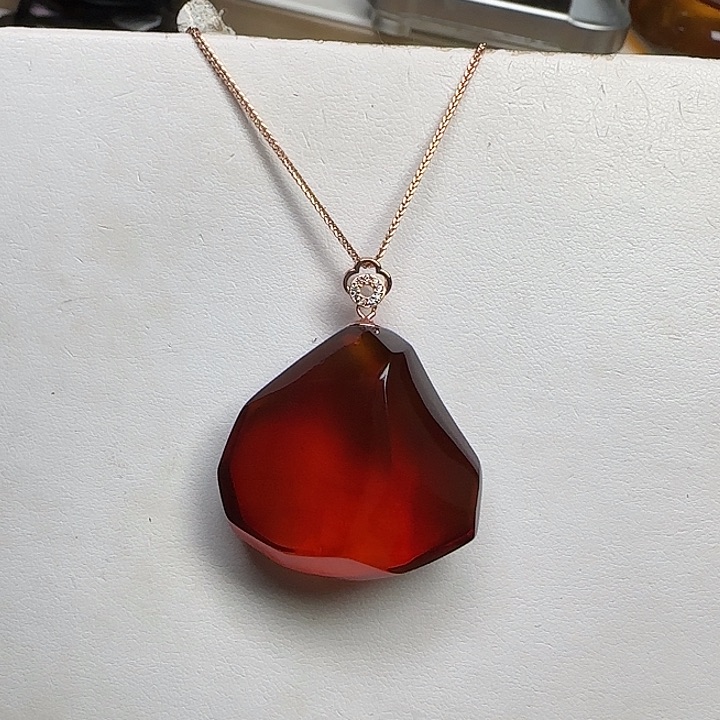 琥珀颈饰未镶嵌天然缅甸血珀吊坠一套11.7克