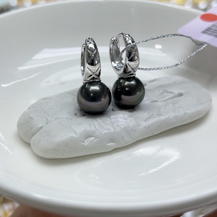 银S925镶嵌耳饰海水珍珠9.1mm11号