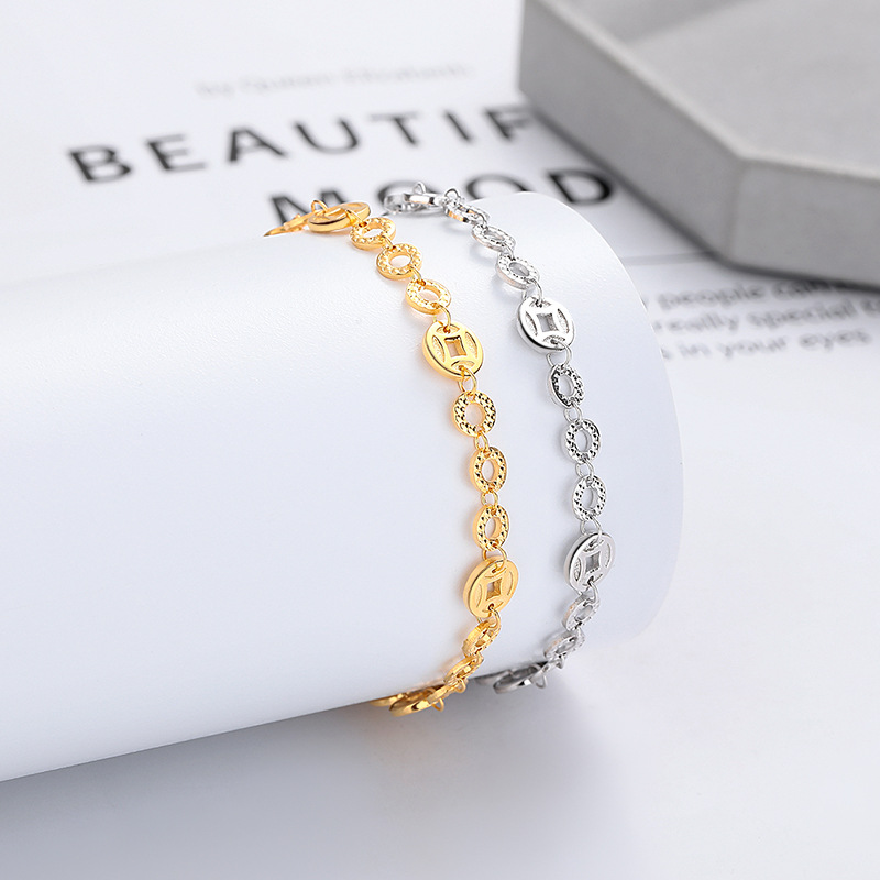 925银手链 时尚高级五帝钱拼接手链创意气质款钱币手饰品女民族风