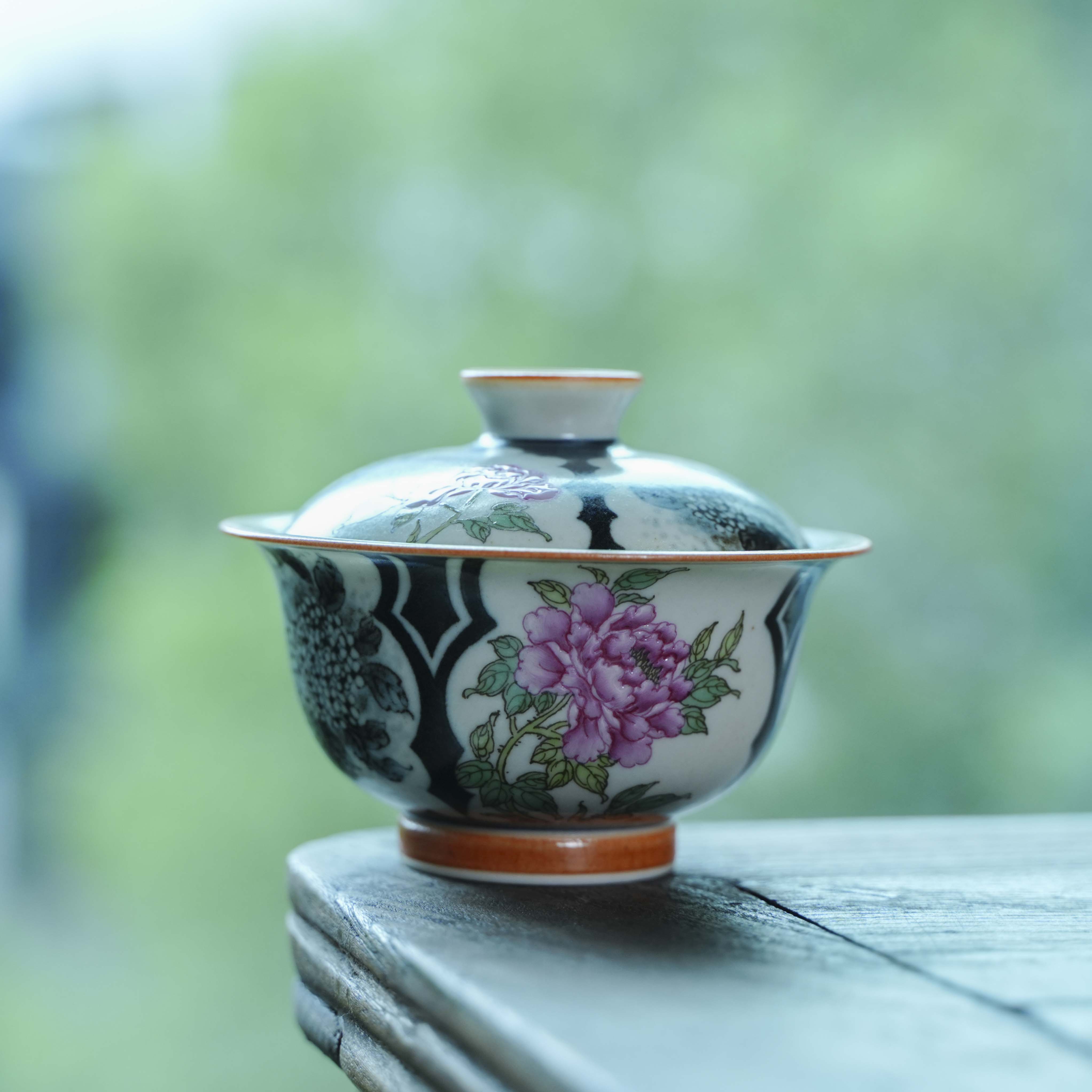 【所谓】绣球花盖碗复古泡茶碗瓷盖碗陶瓷中式珐琅彩茶具（霖溪0070）