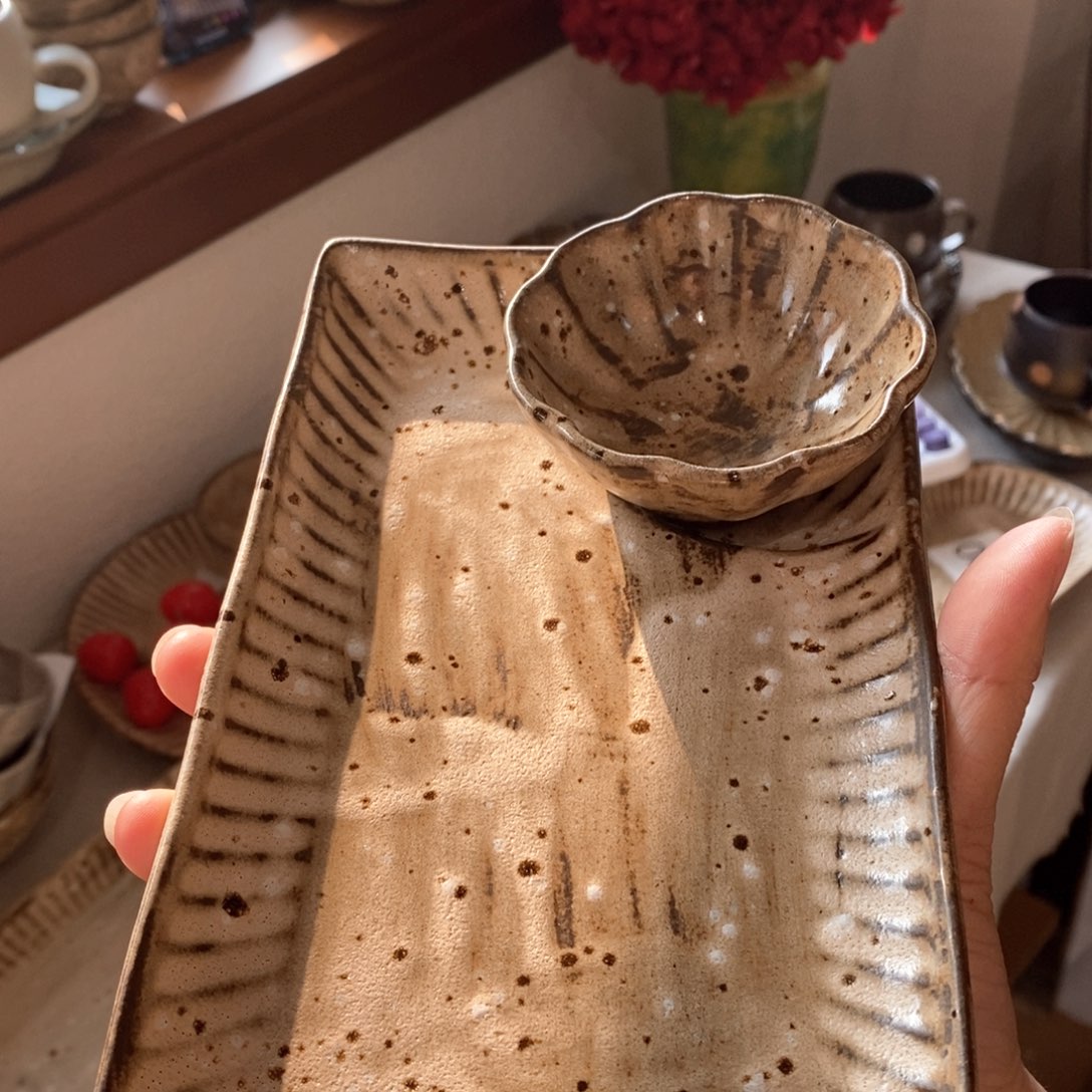 今囍陶器粗陶餐具2件