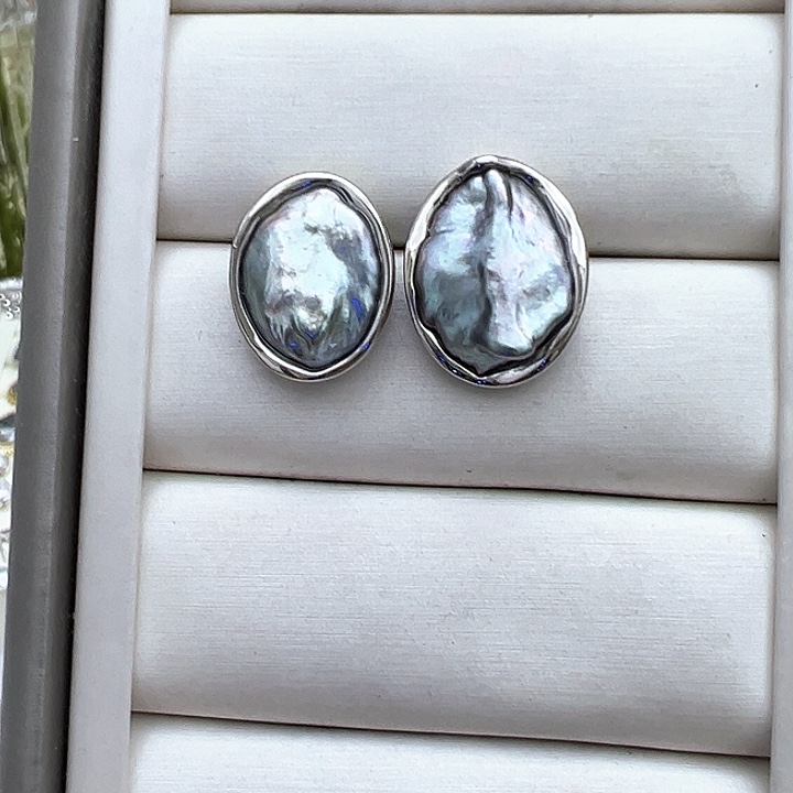 银S925镶嵌海水珍珠耳饰