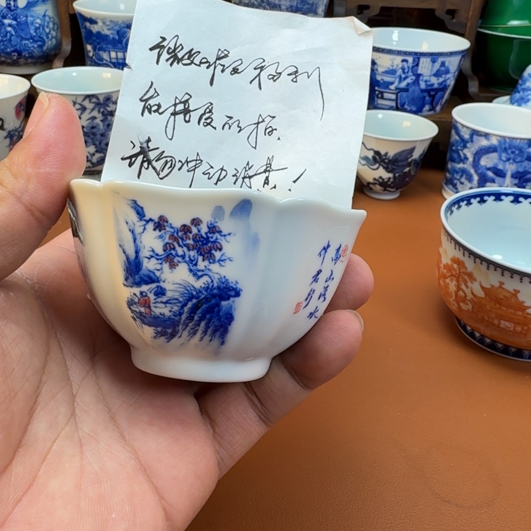 陶杯子景德镇全手工手绘陶瓷