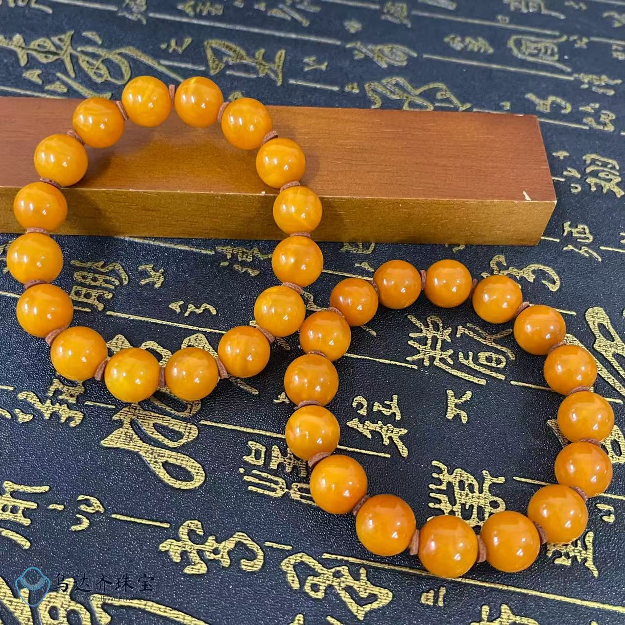 【乌达齐珠宝】12mm-13 mm老红蜡隔片手串@多样性只发其中一件