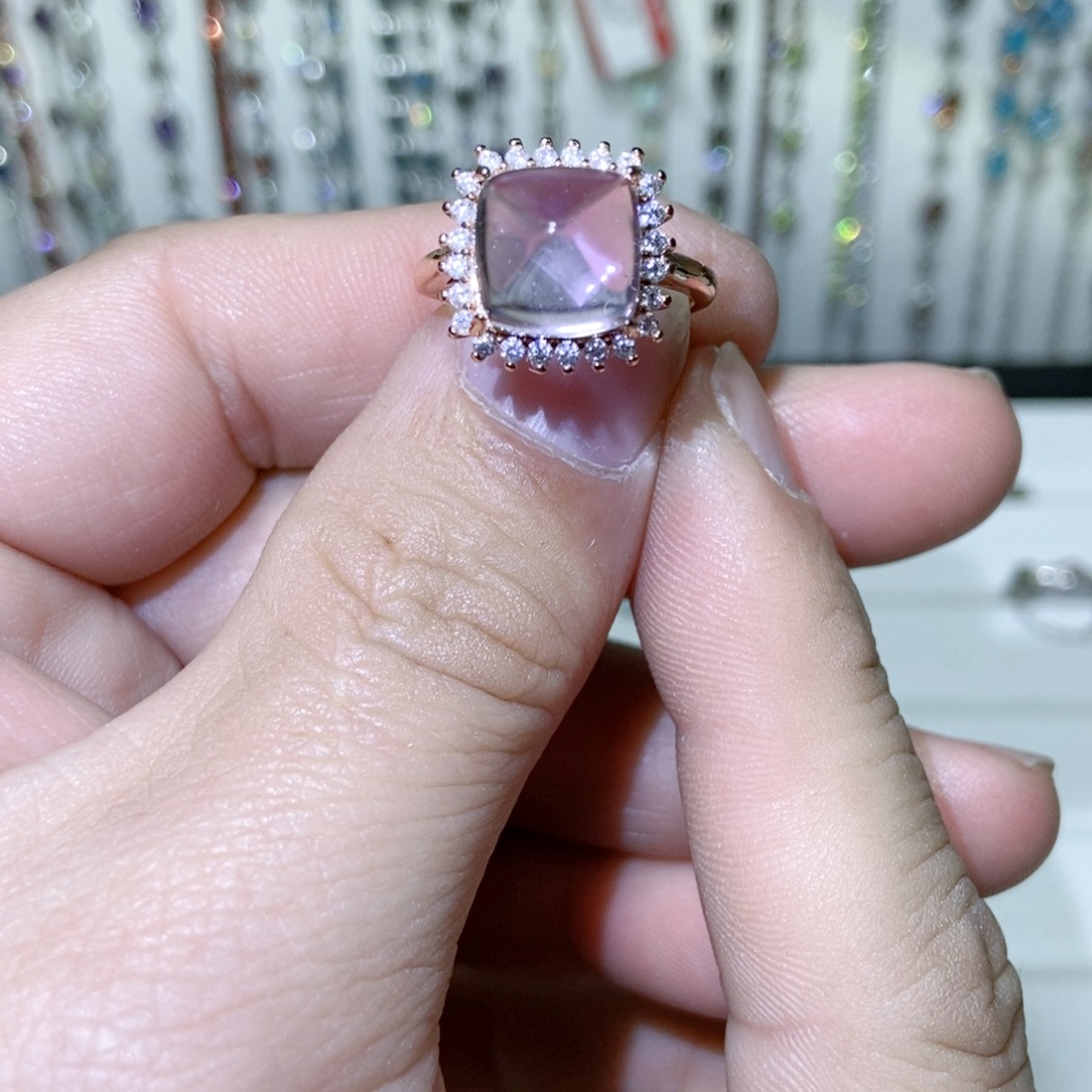 绿水晶戒指银S925镶嵌