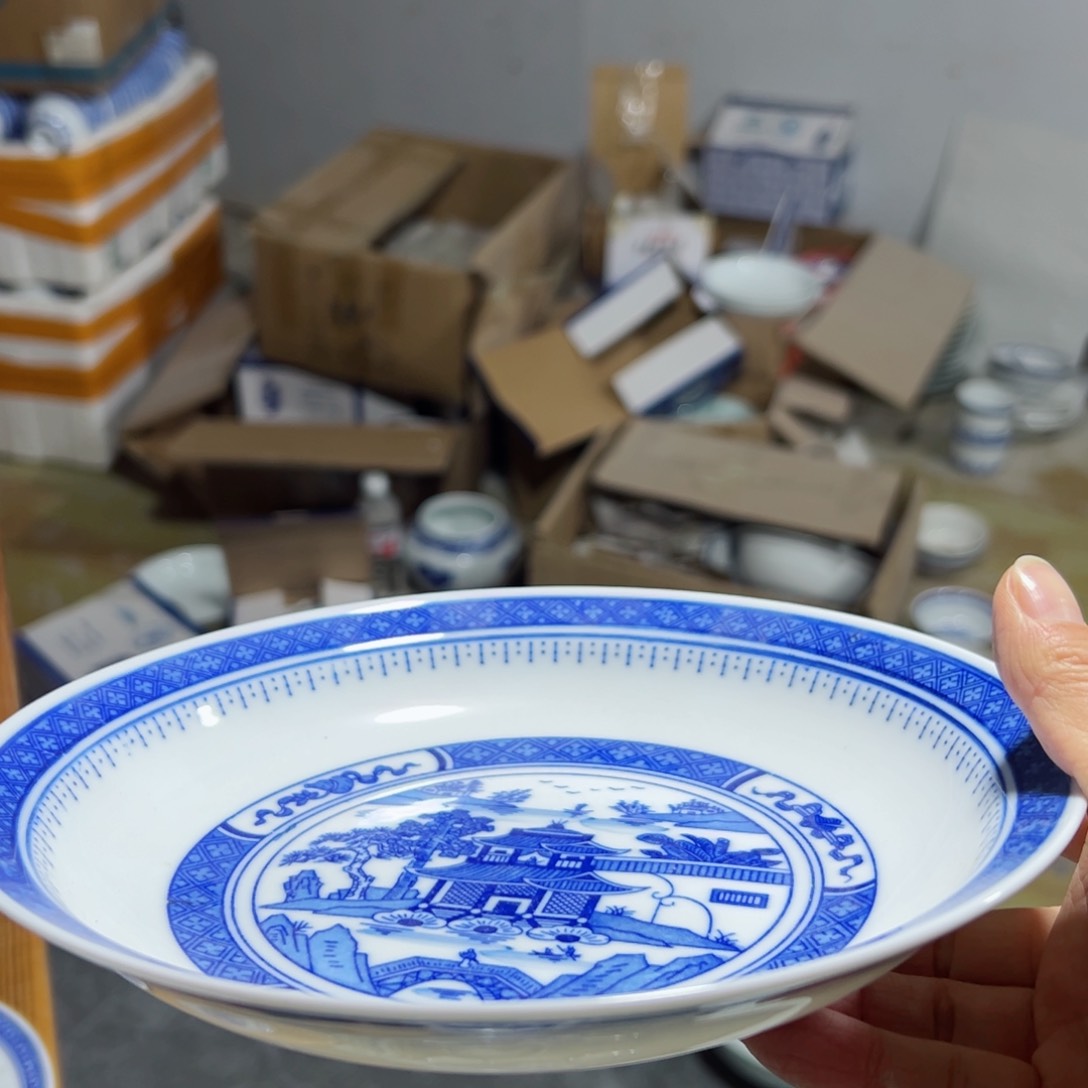 碗手绘8寸梧桐盘子