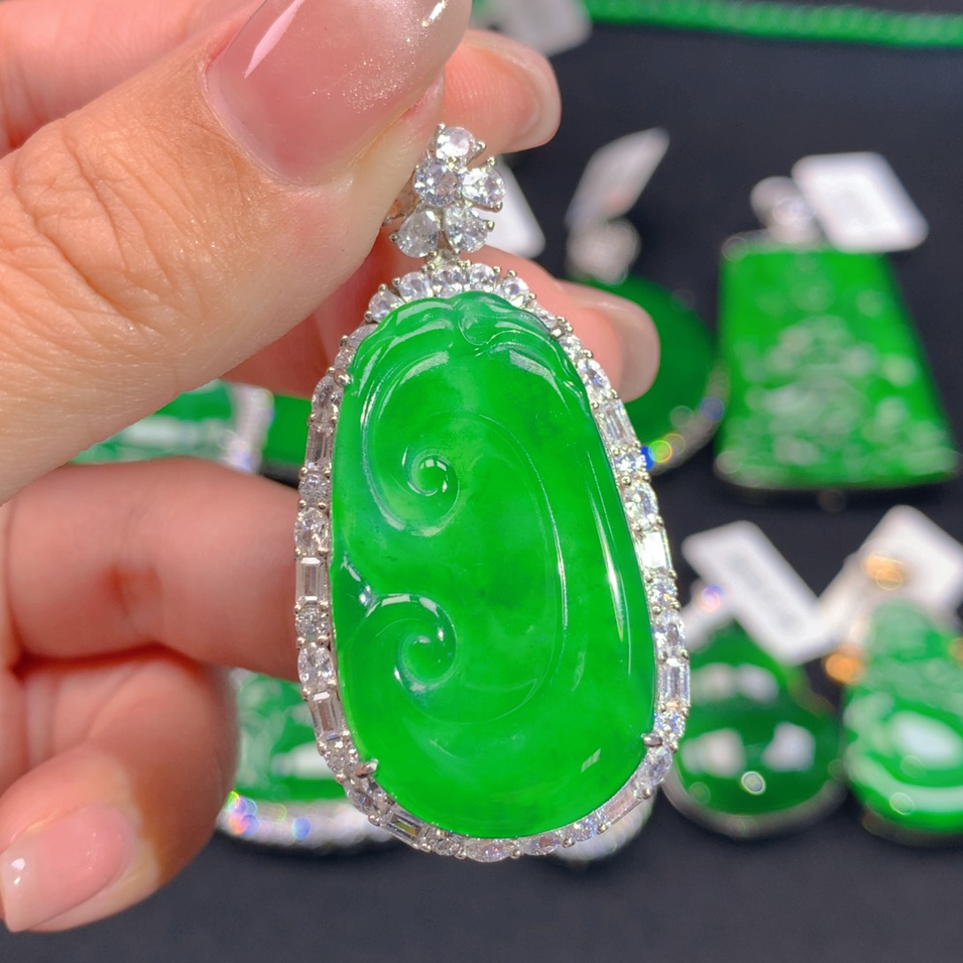 翡翠颈饰银S925镶嵌1111111111111