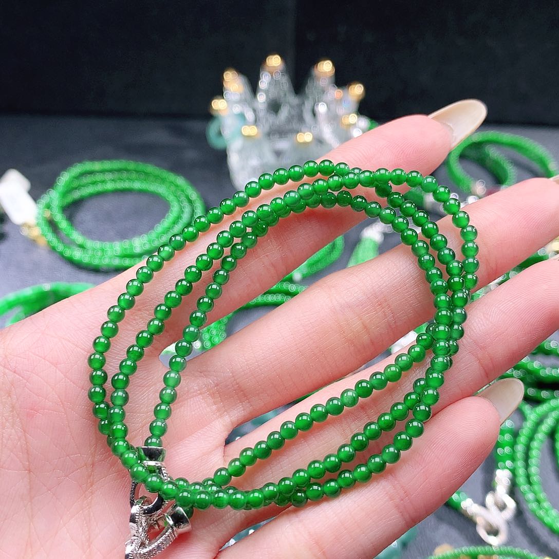 糖***妹翡翠未镶嵌手串项链