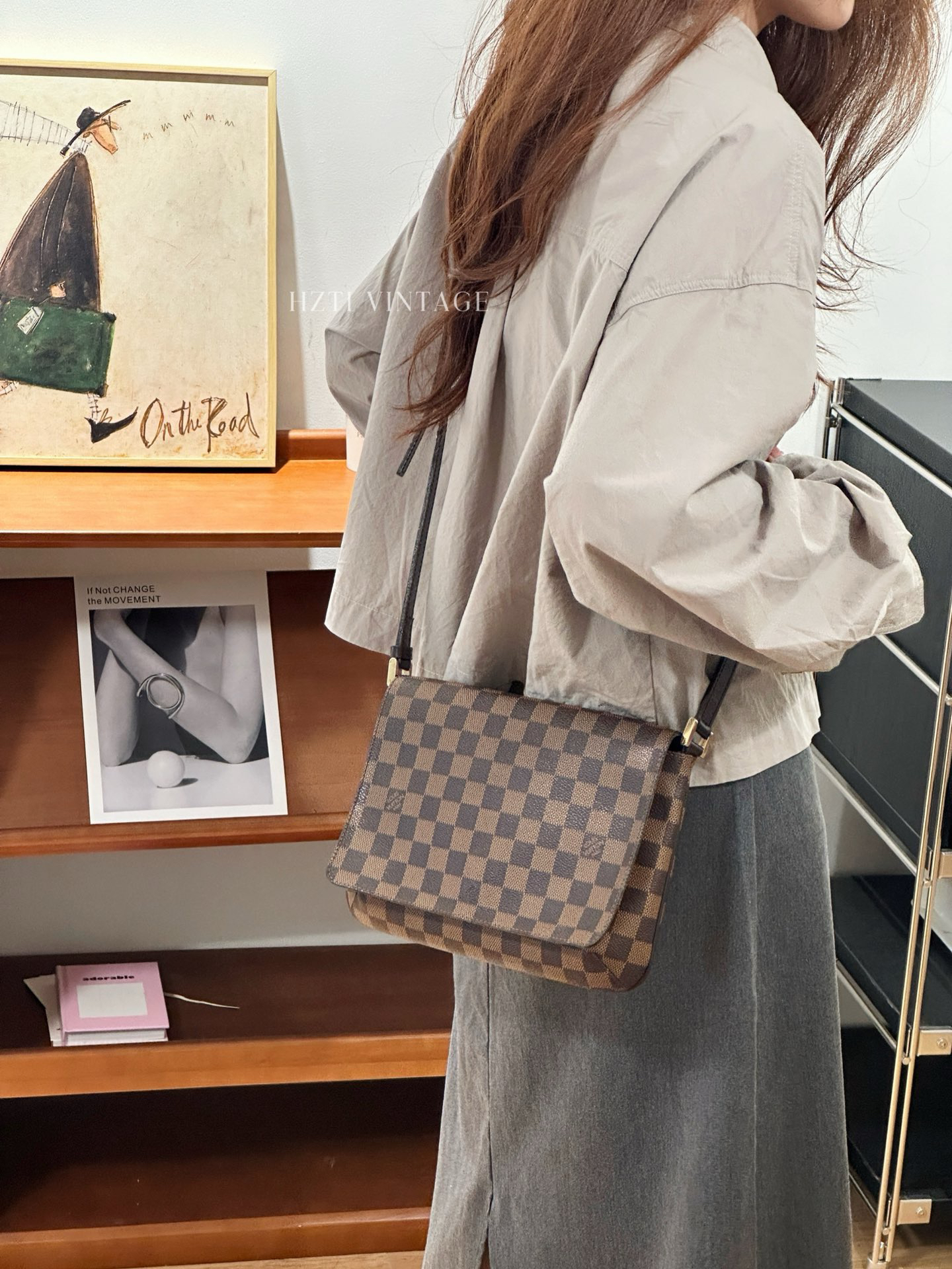 95新 LouisVuitton/路易威登 棕棋盘格王菲包斜挎包