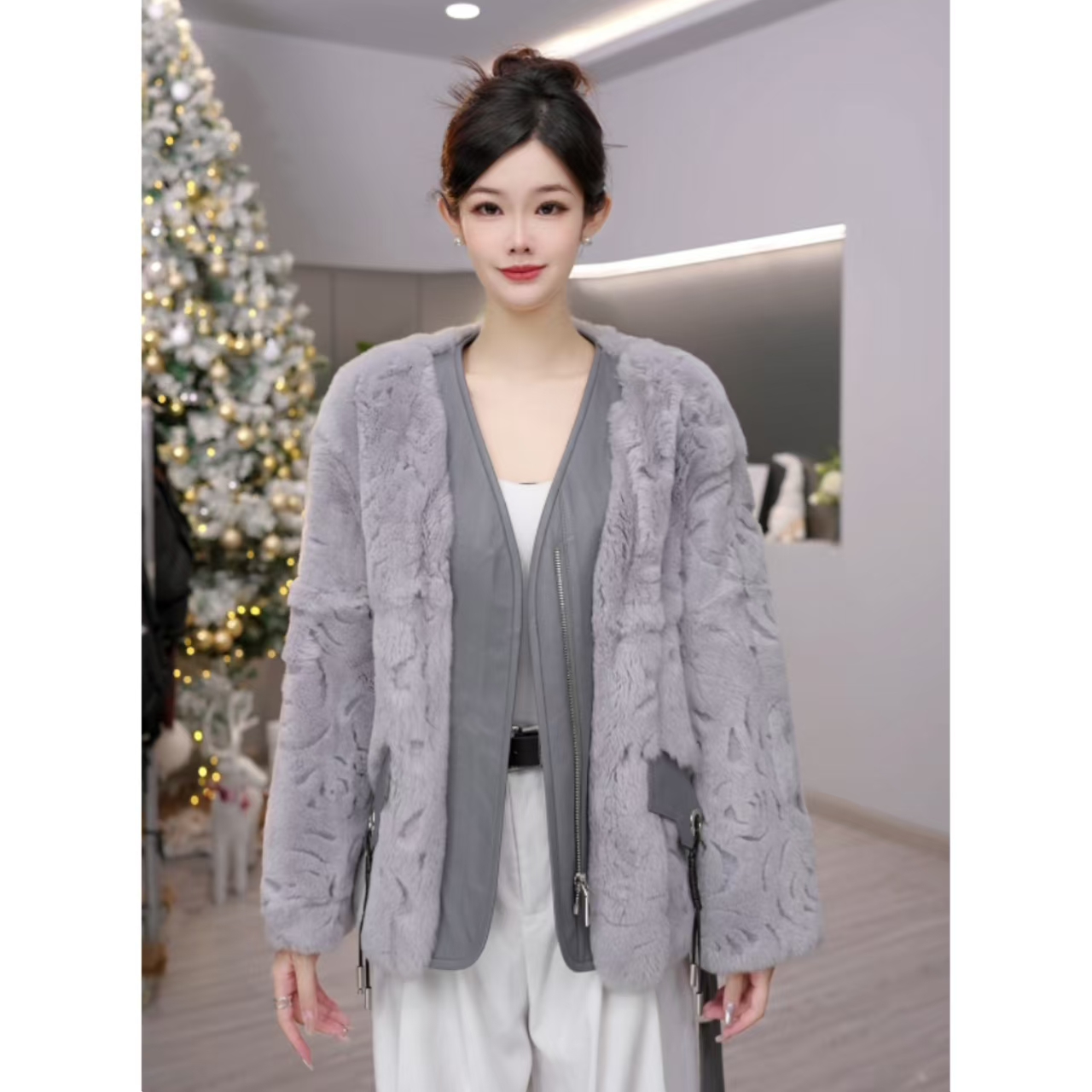 【根据编号去拍】设计师款海宁皮草皮毛一体羊毛冬保暖显瘦百搭