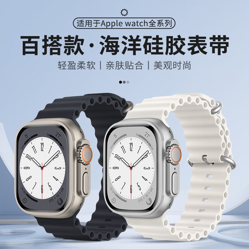 【HelloPlum】46/49mm通用海洋硅胶表带 适用于watch百搭款