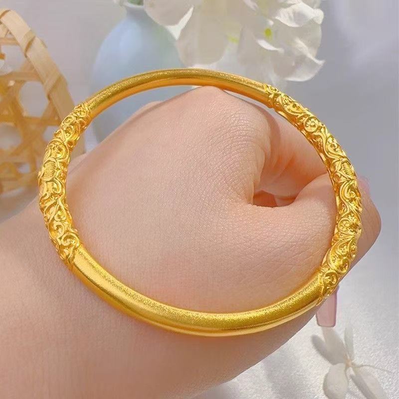 合金手镯 卷草纹手镯原创设计女日韩复古镯子传承