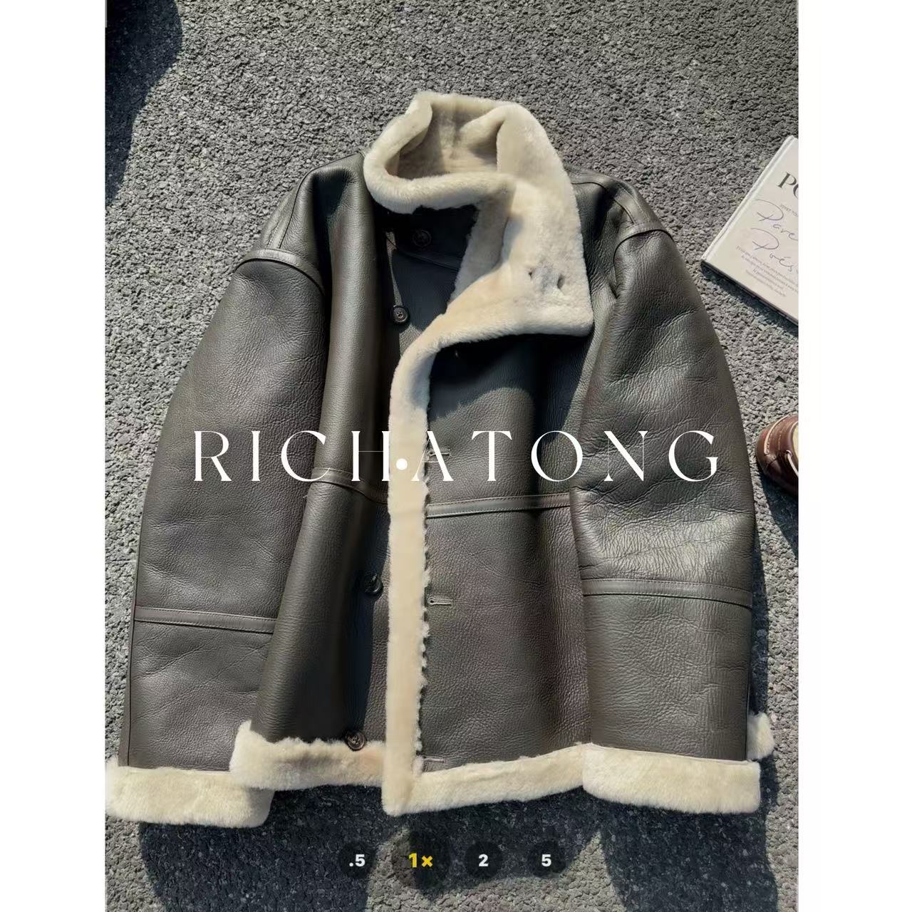 RICH ATONG.【灰星河】进口皮毛一体羊毛皮轻盈皮毛外套1124-21