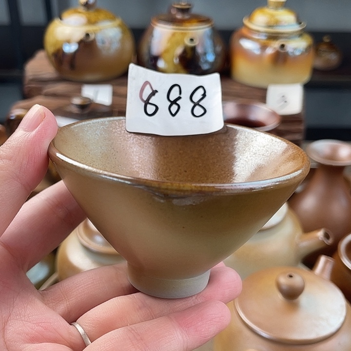 建水紫陶白泥柴烧杯