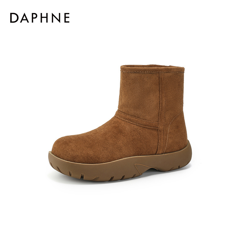 棉靴子女冬季套筒时尚磨砂皮短筒靴加绒保暖雪地靴