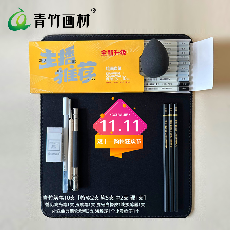 Chinjoo/青竹画材【老师同款】炭笔套装新款绘画炭笔风景水墨画