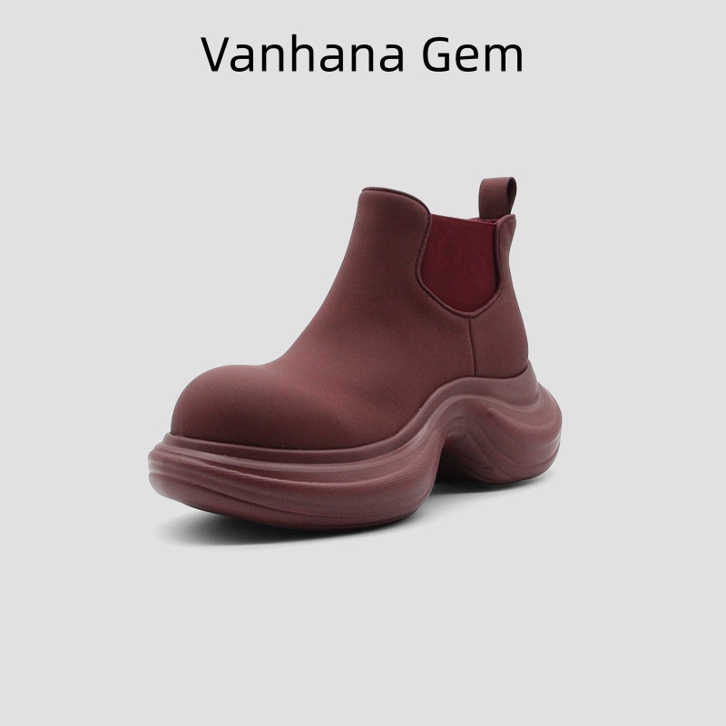VANHANA GEM  2025新款真皮圆头真皮厚底中筒靴时装欧洲站女靴