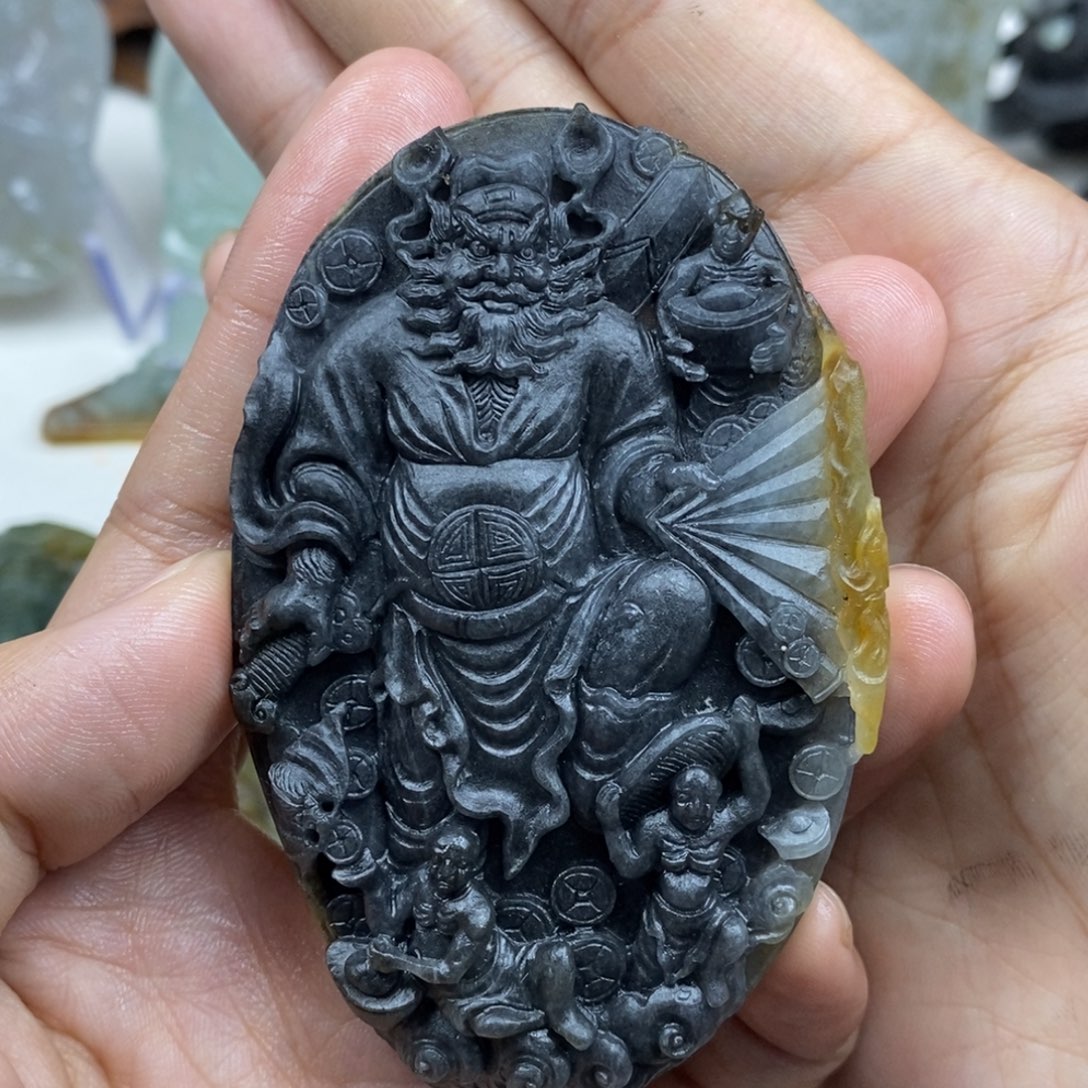 定制翡翠未镶嵌天然翡翠吊坠钟馗
