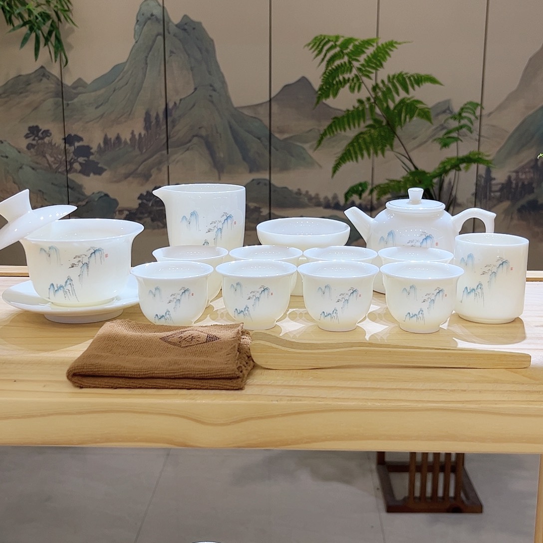 【都彩】羊脂玉瓷高山流水16头