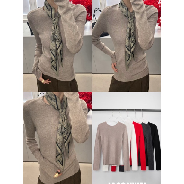 爱唯依（F）-极简纯色！圆领显瘦打底毛衣（657RJ5152#）VRNCEWEI