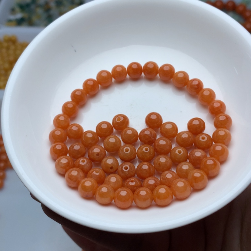 【闪购商品】翡翠手链未镶嵌卡6.8冰红14颗 手链拍2单