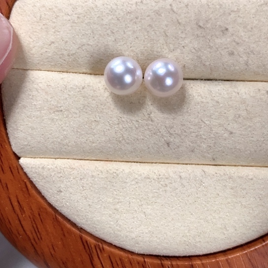 海水珍珠耳钉18K金镶嵌