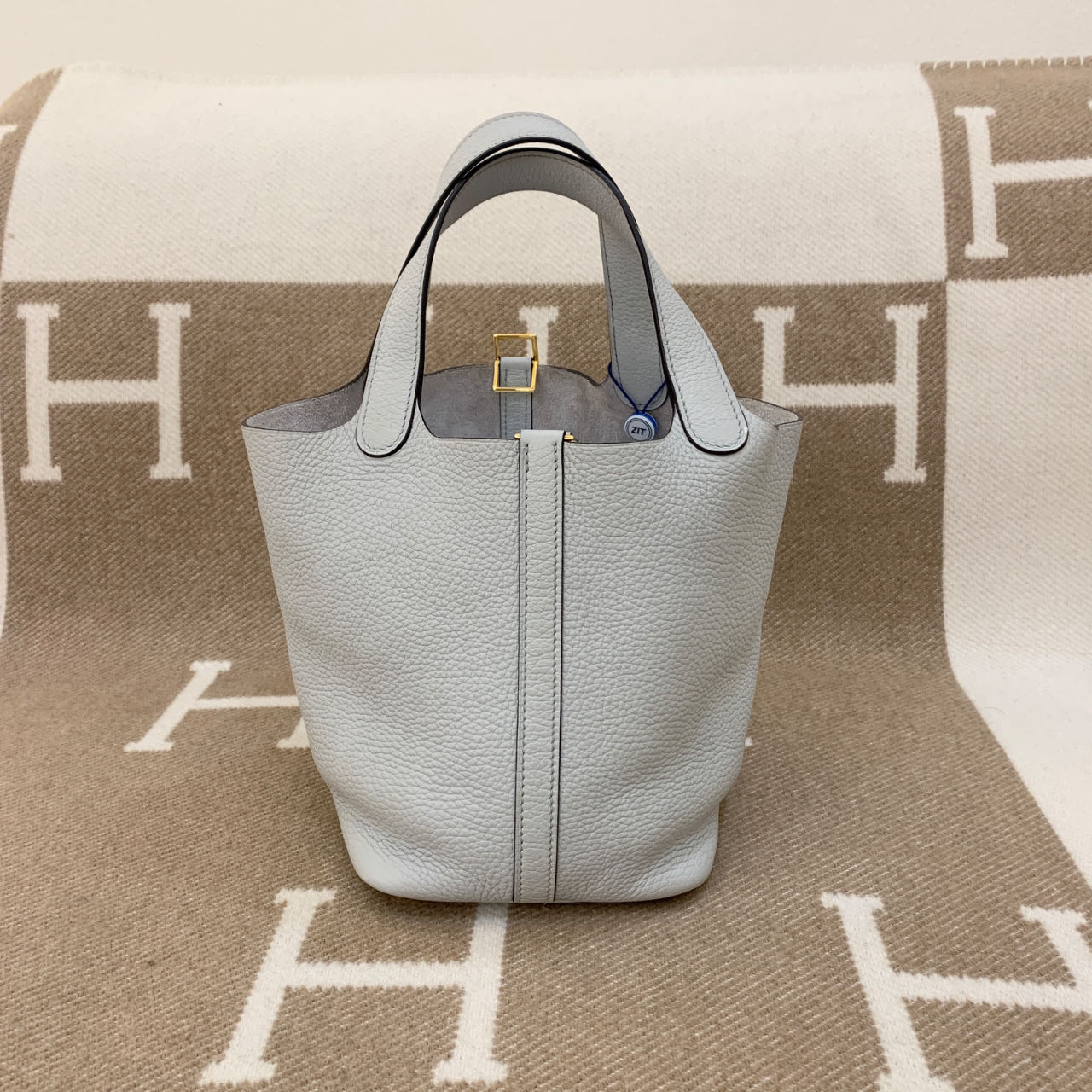 99新 Hermes/爱马仕 picotin 18 Z tc皮  圣杯蓝0123m4 