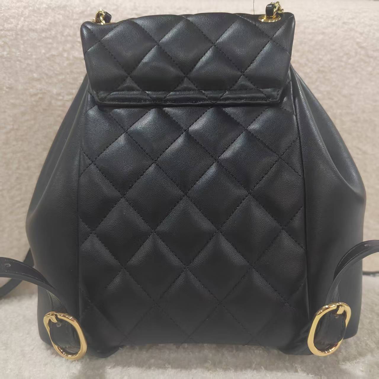 手工打造真皮女士新款包黑色双肩包23cm