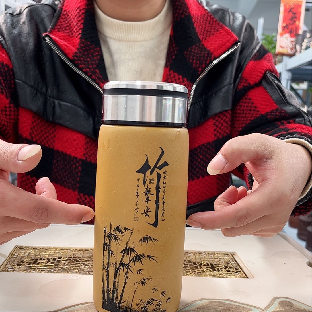 茶杯紫砂黄金段泥竹报平安