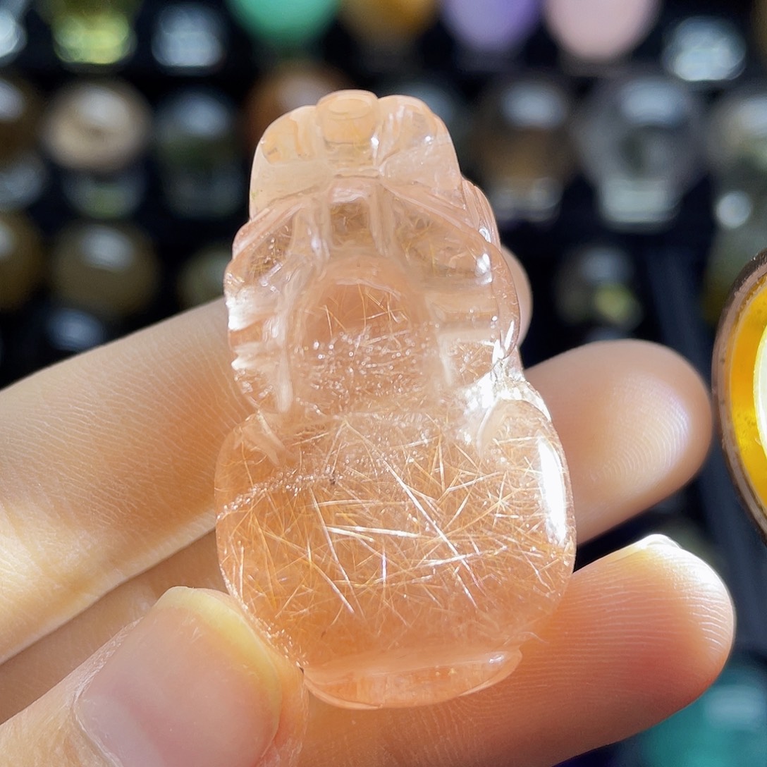 水晶珠宝半成品未镶嵌天然红兔毛