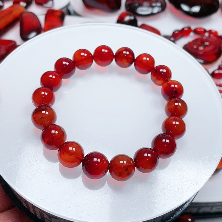 血珀手链未镶嵌古*规格11，有瑕疵