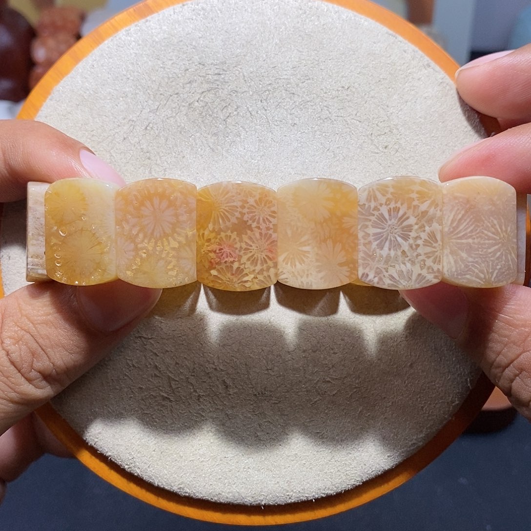 硅化珊瑚（珊瑚玉）手串未镶嵌糖大花9