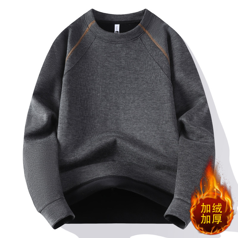 2025冬季加绒卫衣男士ins港风宽松韩版潮流百搭加厚休闲上衣25119